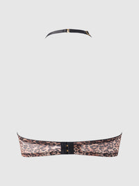 House of Desire Felicia Leopard Mesh & Lace Bra, Garter & G-String Set