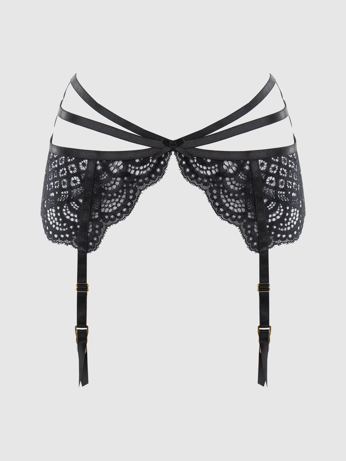 House of Desire Felicia Leopard Mesh & Lace Bra, Garter & G-String Set