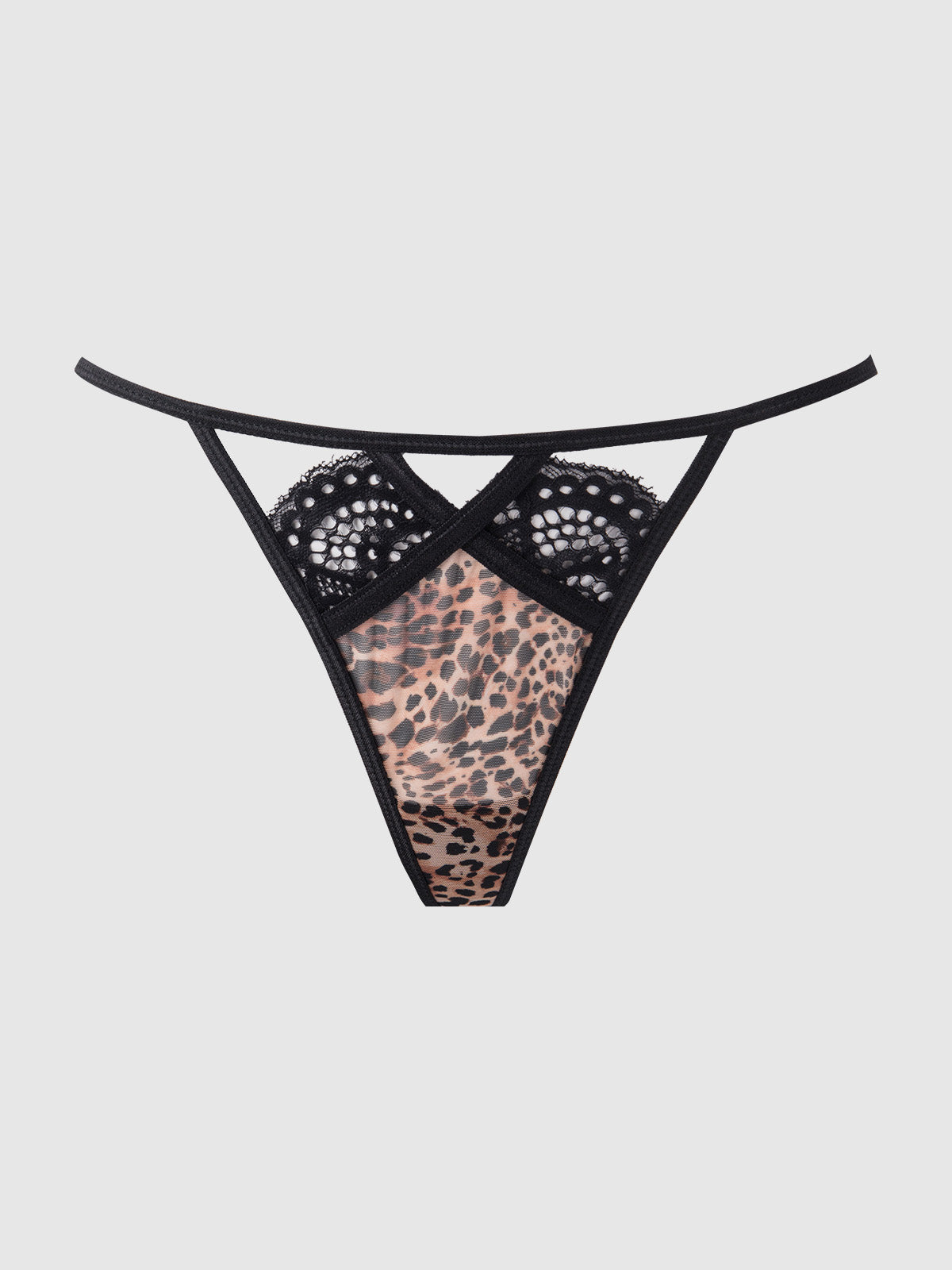 Felicia Leopard Mesh & Lace Bra, Garter & G-String Set