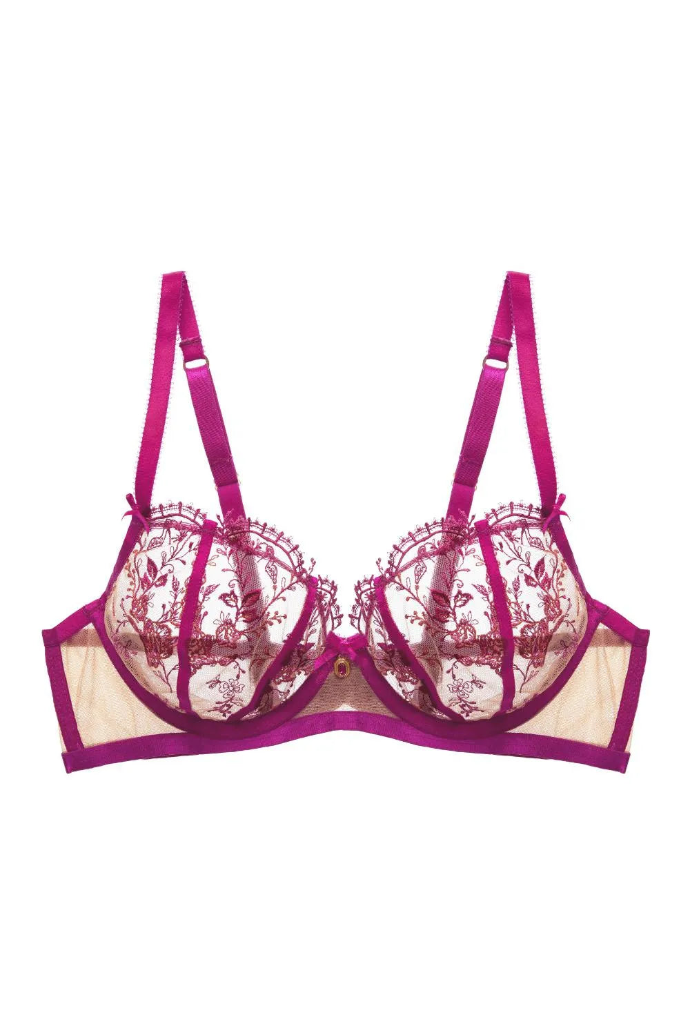 Dita Von Teese Femmoiselle Sheer Mesh Unlined Bra Pomegranate