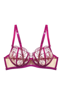 Dita Von Teese Femmoiselle Sheer Mesh Unlined Bra Pomegranate