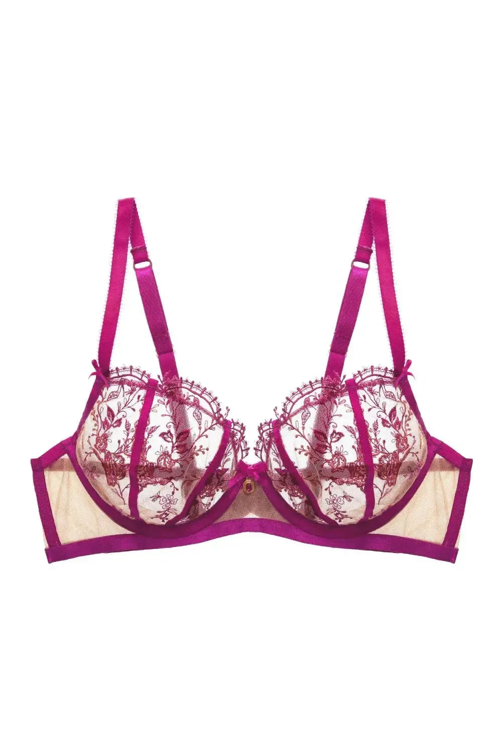 Dita Von Teese Femmoiselle Sheer Mesh Unlined Bra Pomegranate