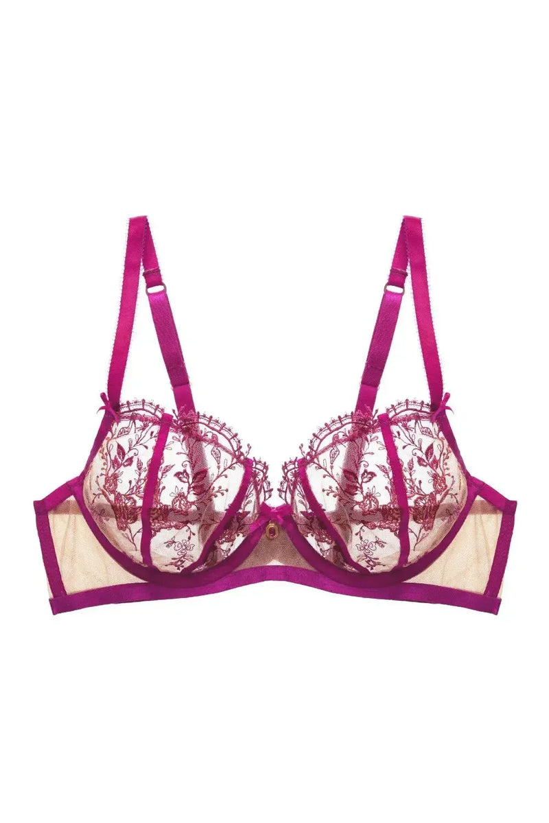 Dita Von Teese Femmoiselle Sheer Mesh Unlined Bra Pomegranate