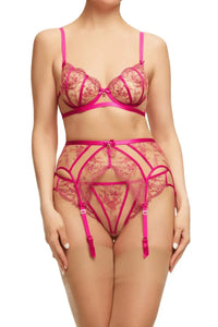 Dita Von Teese Femmoiselle Sheer Mesh Unlined Bra Pomegranate