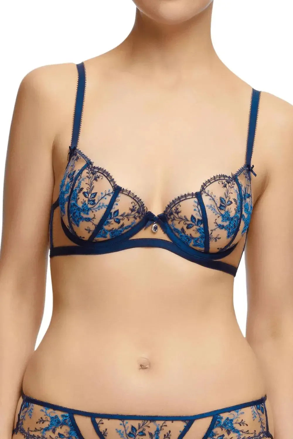 Dita Von Teese Femmoiselle Sheer Mesh Unlined Bra Queen's Blue