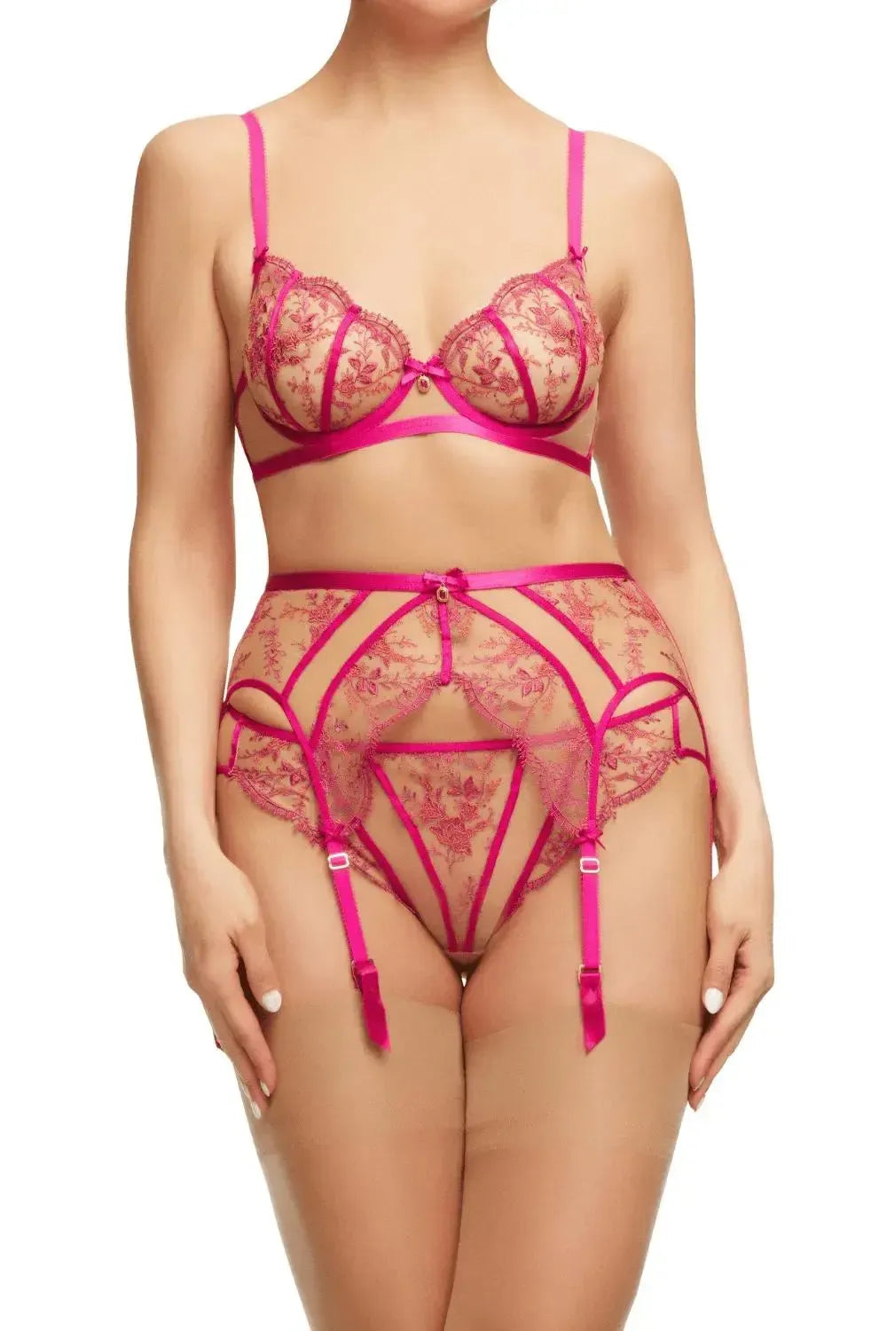Dita Von Teese Femmoiselle Sheer Suspender Belt Pomegranate