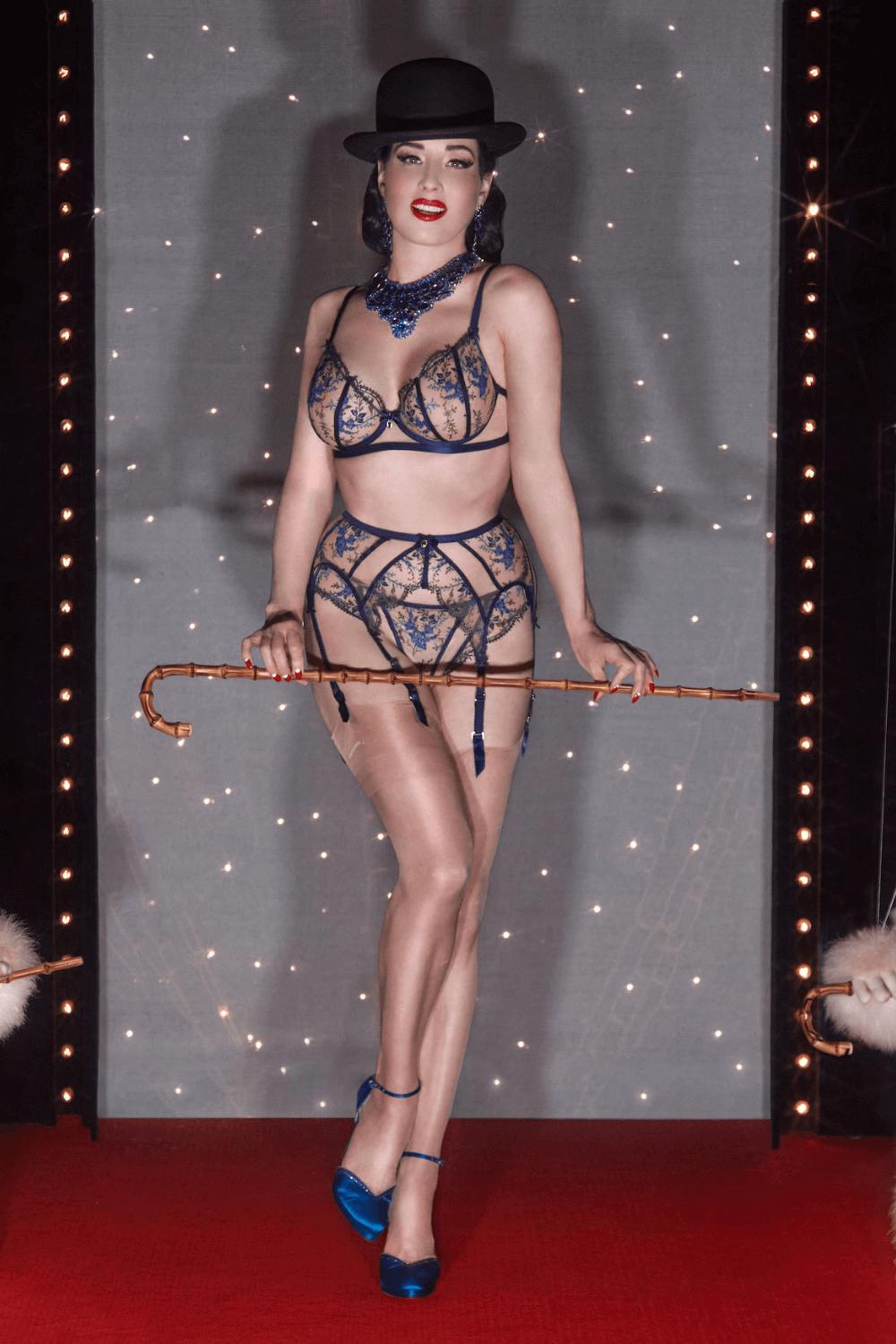 Femmoiselle Sheer Suspender Belt Queen's Blue-Dita Von Teese-Rebel Romance