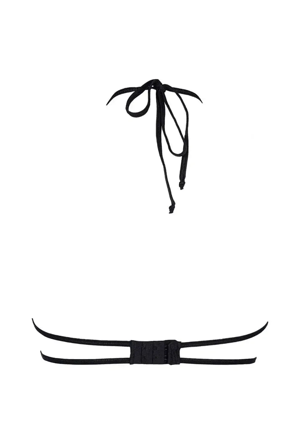 Avant-garde Flamenco sheer mesh unlined bra with black halter tie and open back band.