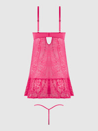 House of Desire Flora Lace Babydoll & G-String Set Pink Dragon