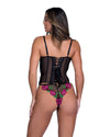 Roma Confidential Floral Embroidery Peony Paradise Corset Thong Set