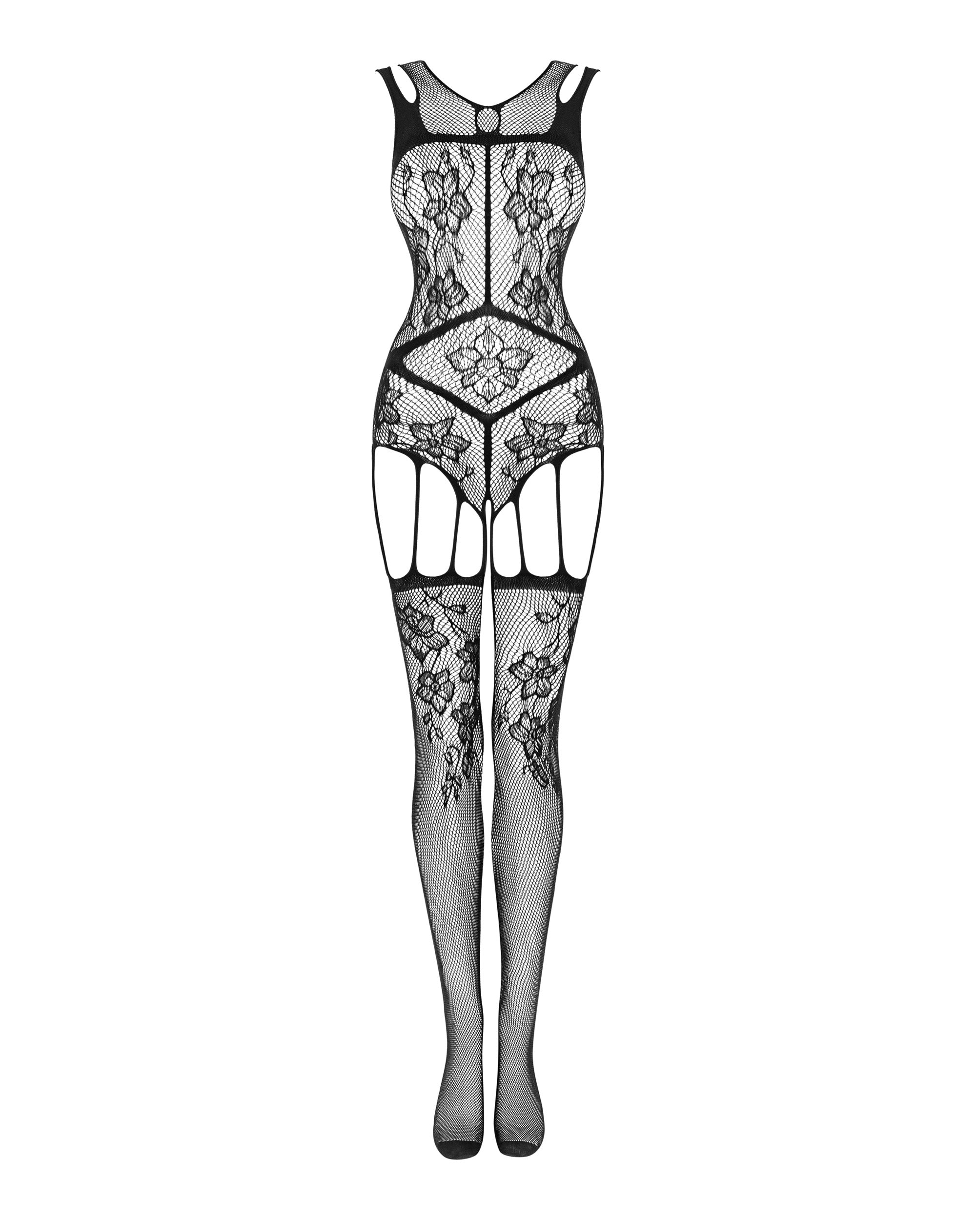 Obsessive Floral Pattern Bodystocking F239