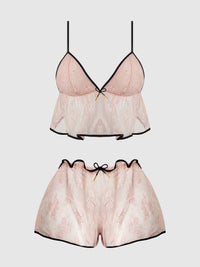 House of Desire Flouncy Lace Cami & Short Sleep Set Light Pink