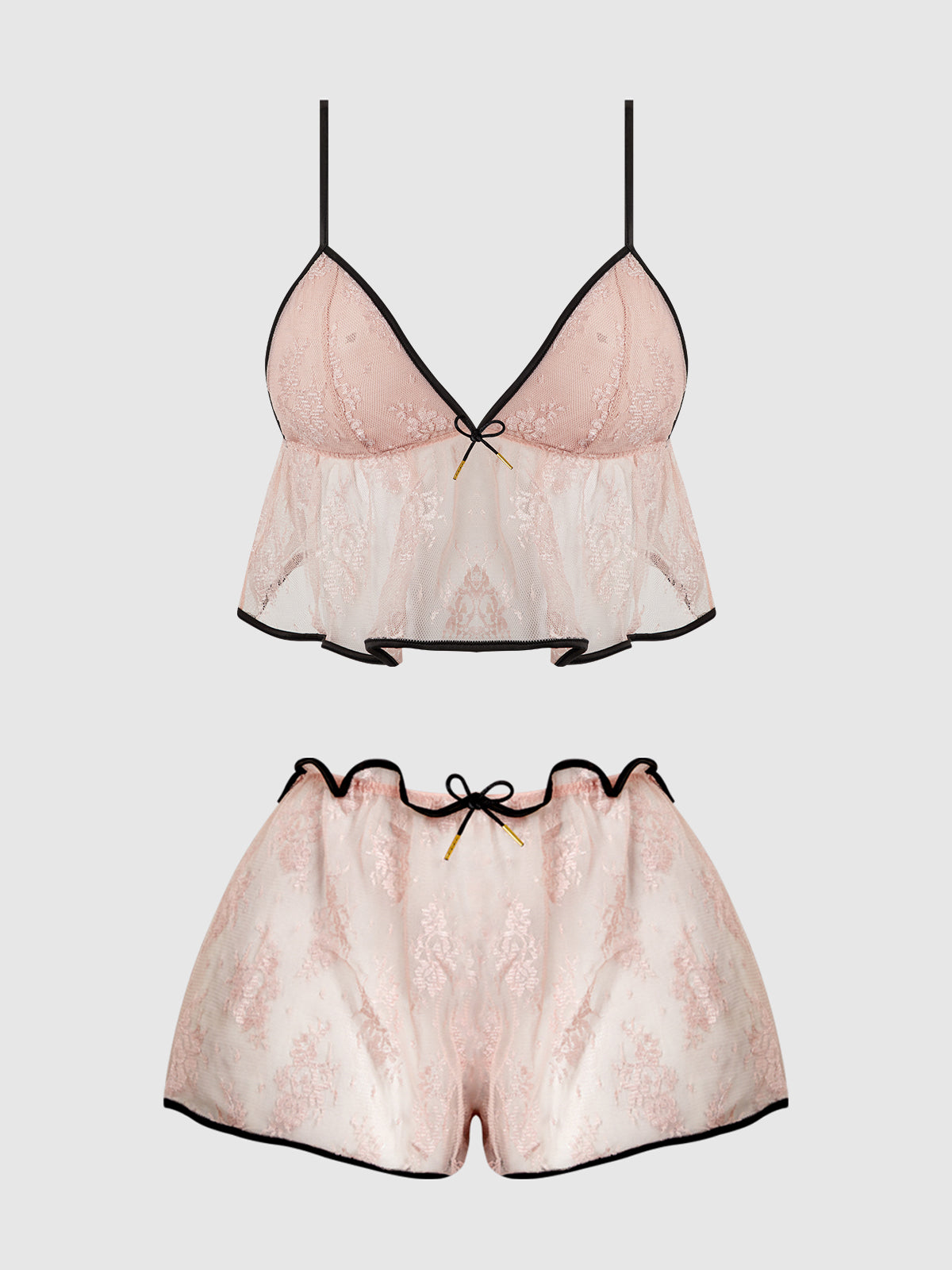 House of Desire Flouncy Lace Cami & Short Sleep Set Light Pink