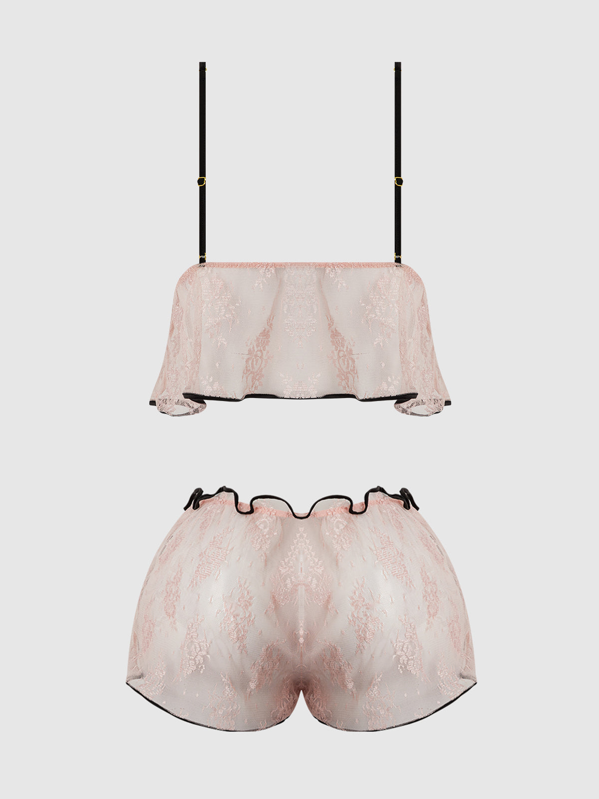 Flouncy Lace Cami & Short Sleep Set Light Pink