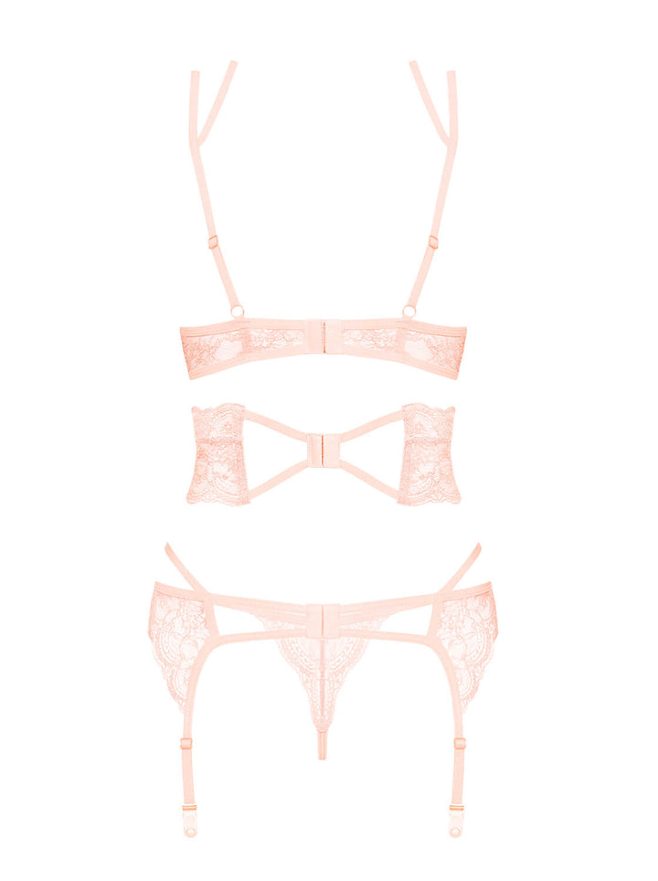 Frivolla Lace Garter Bra Set Pink-Obsessive Lingerie-Rebel Romance