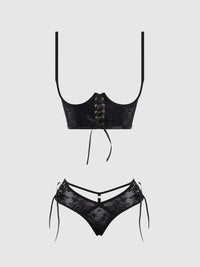 House of Desire Gia Lace Open Cup Bra & Panty Set