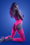 Fantasy Glow Black Light Captivating Halter Bodystocking Neon Pink