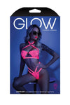 Fantasy Glow Black Light Halter Bandeau and Cage Panty Neon Pink