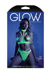 Fantasy Glow Black Light Harness Open Shelf Bra Set Neon Lemon