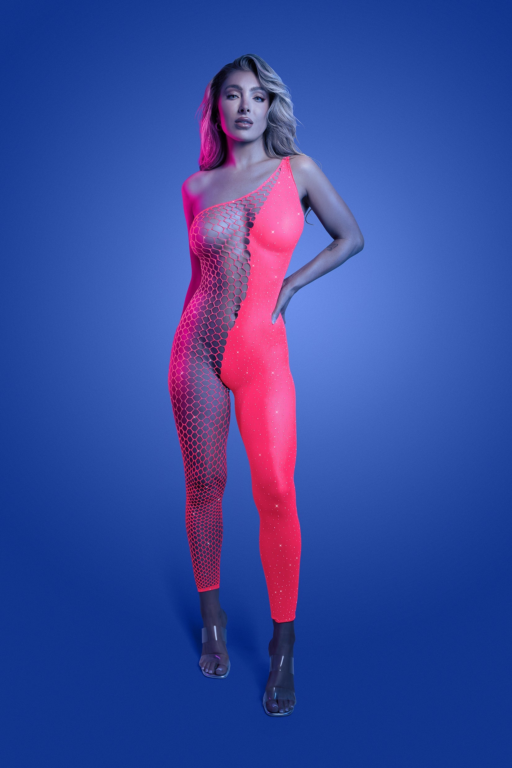 Fantasy Lingerie Glow Black Light Hyperdrive Rhinestone Bodystocking