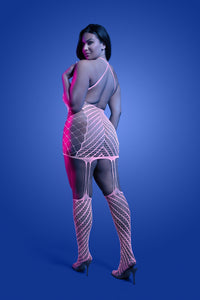 Fantasy Lingerie Glow Black Light Metamorphic Bodystocking Dress