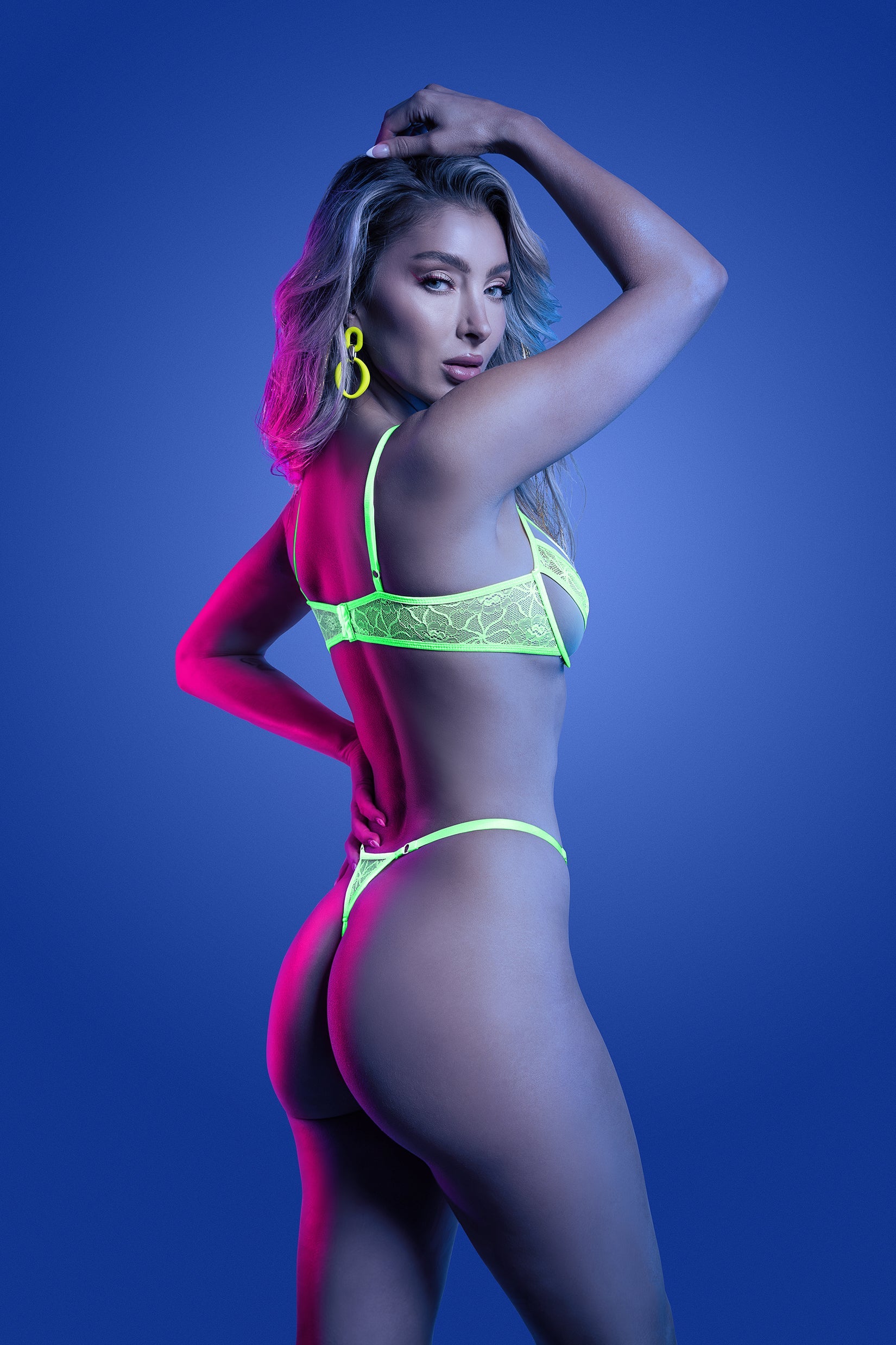 Fantasy Lingerie Glow Black Light Mind Control Bra & Panty Set