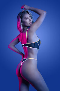 Fantasy Lingerie Glow Black Light Solar Flare Bra & Panty Set