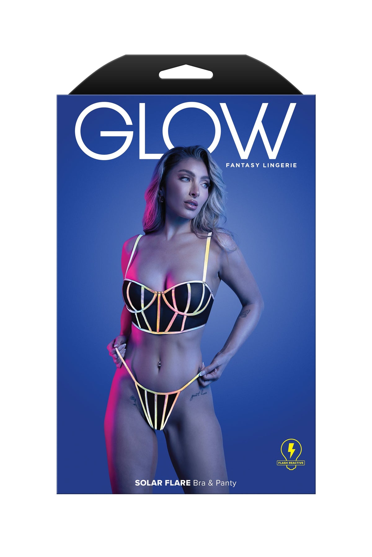 Glow Black Light Solar Flare Bra & Panty Set