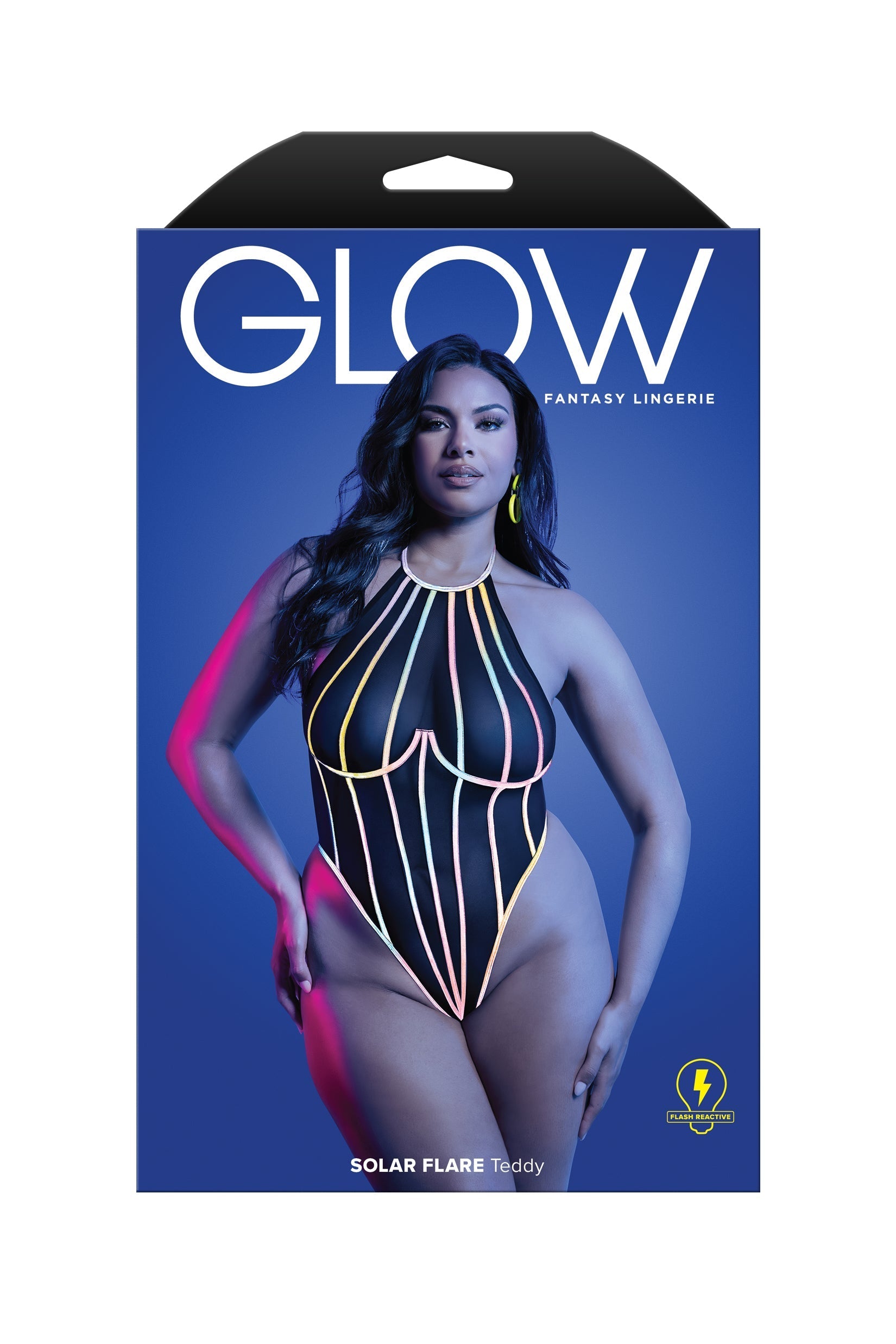 Fantasy Lingerie Glow Black Light Solar Flare Teddy