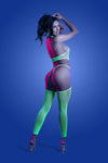 Fantasy Glow High Voltage High Neck Bodystocking & G-string Neon Green