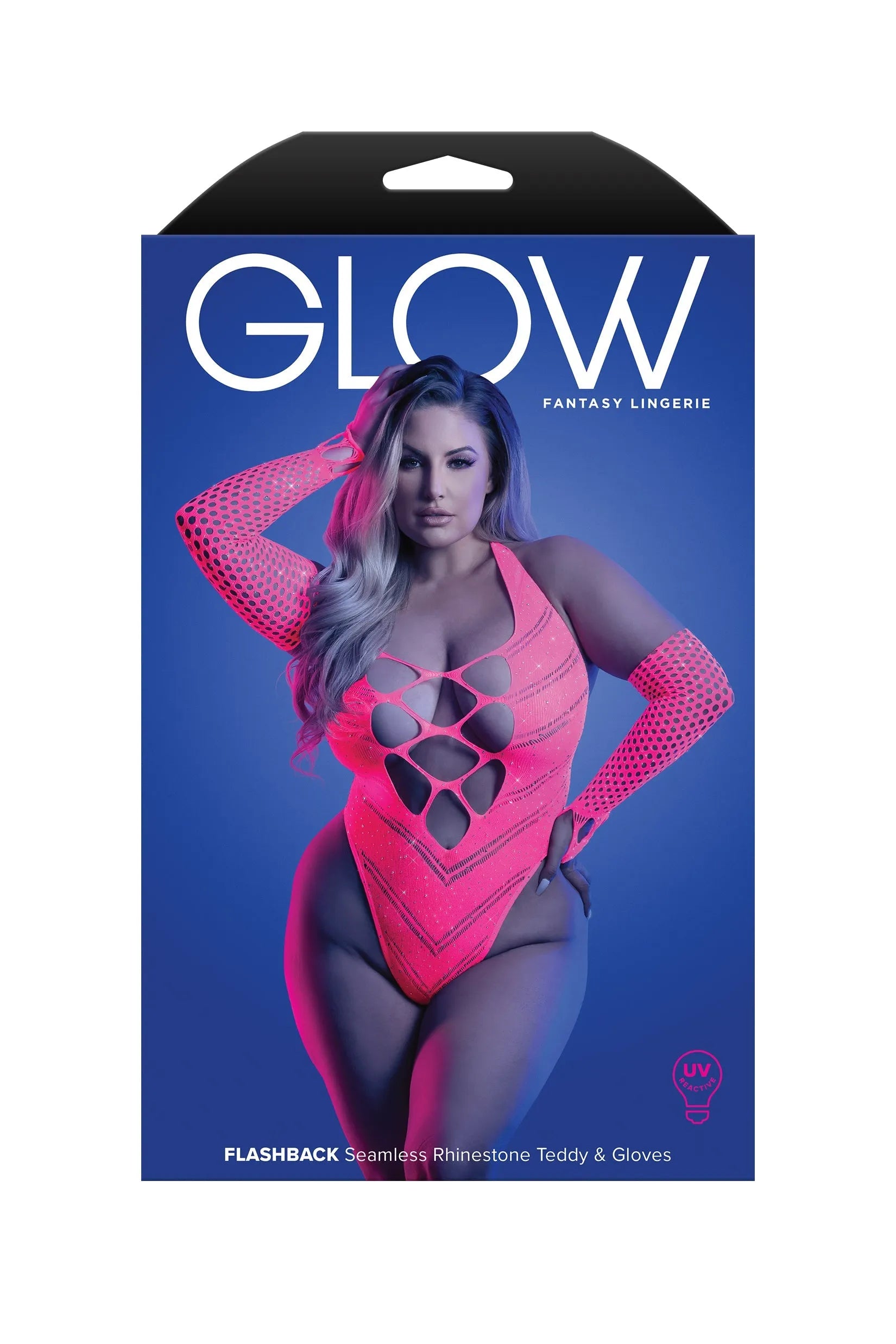 Fantasy Glow Queen Flashback Seamless Rhinestone Teddy & Gloves Neon Pink