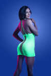 Fantasy Glow Synthesize Keyhole Body Dress Neon Green