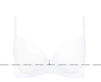 Gorteks Carla white push-up bra with smooth, moulded cups, delicate ribbon, and gemstone detail.