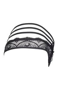 Black Axami Grafite strappy tanga thong with delicate lace and flexible stripes.