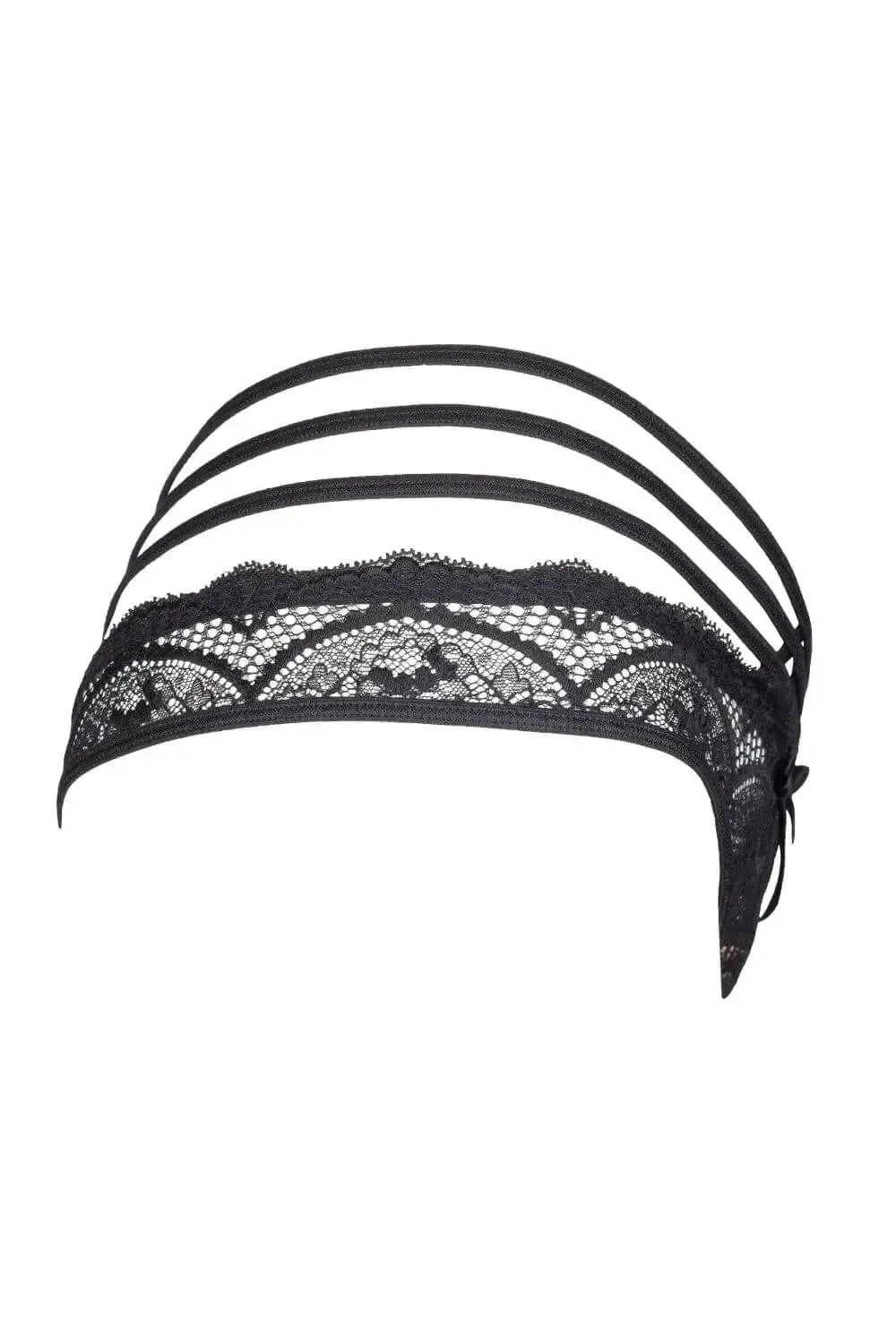 Black Axami Grafite strappy tanga thong with delicate lace and flexible stripes.