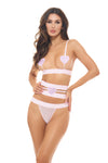 Rene Rofe Sweet Heart Waspie Thong Bra Set Pink