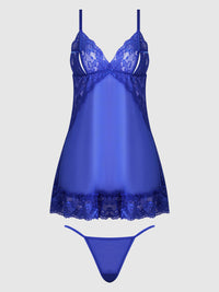House of Desire Harlow Lace & Mesh Babydoll & G-String Set