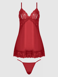 House of Desire Harlow Lace & Mesh Babydoll & G-String Set