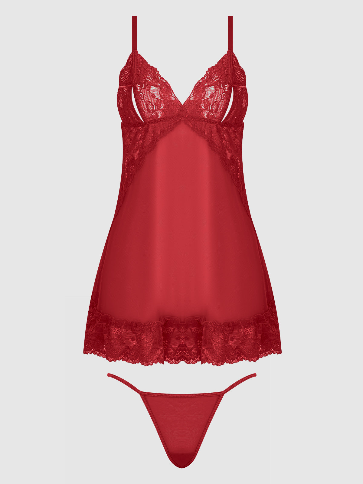 House of Desire Harlow Lace & Mesh Babydoll & G-String Set