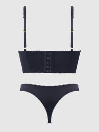 House of Desire Harper Embroidery Mesh Bra Set Black with Pink Flowers
