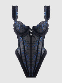 House of Desire Harper See Through Embroidery Mesh Teddy