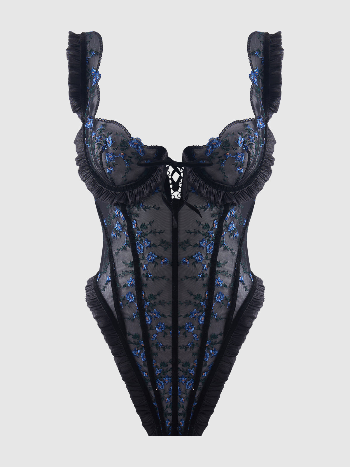 House of Desire Harper See Through Embroidery Mesh Teddy
