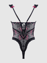 House of Desire Harper See Through Embroidery Mesh Teddy