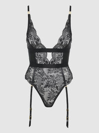 House of Desire Helena Lace & Satin Wireless & Open Back Teddy