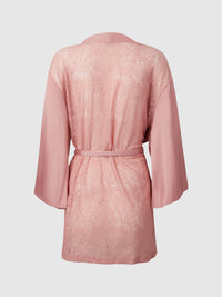 House of Desire Helena Satin & Lace Back Short Robe