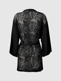 House of Desire Helena Satin & Lace Back Short Robe