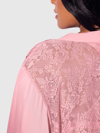 House of Desire Helena Satin & Lace Back Short Robe