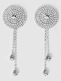 House of Desire Rhinestone Cone & Dangle Nipple Covers Burlesque Silver