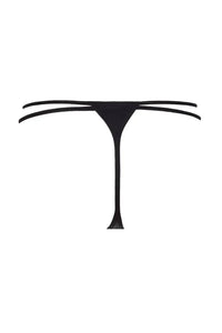 Axami Hypnotize G-String Thong in silky black matte latex, with sensual cut and double waist straps.
