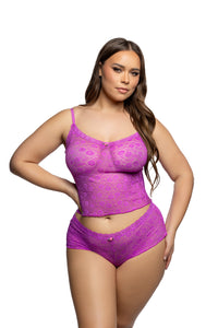 Infinite Lace Cami Set Fuchsia